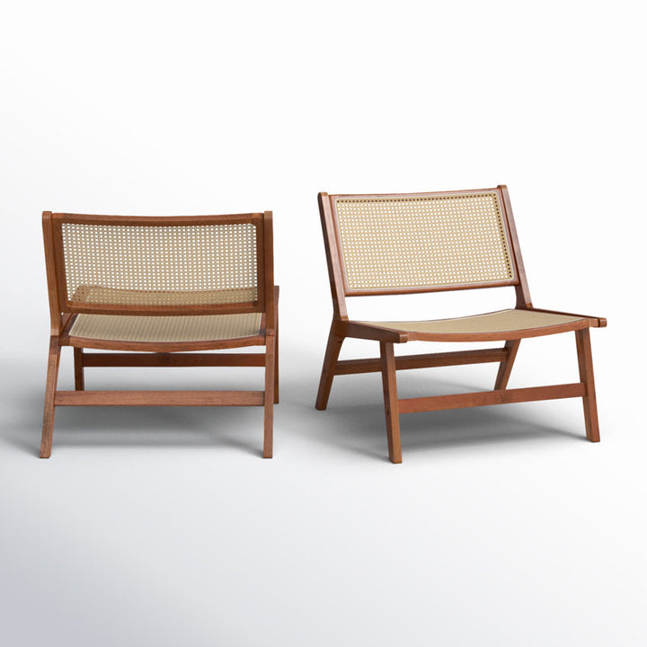 Kinaya Solid Wood and Cane Weaving Arm Chair | Living Room Chair | Lounge Chair