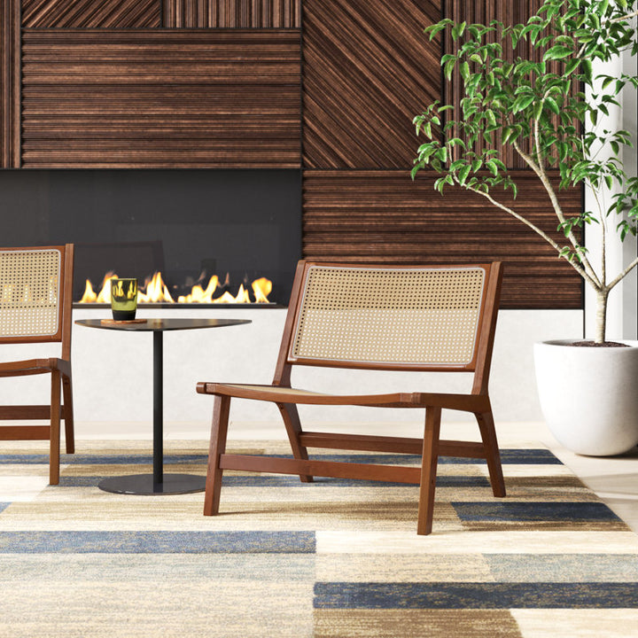 Kinaya Solid Wood and Cane Weaving Arm Chair | Living Room Chair | Lounge Chair