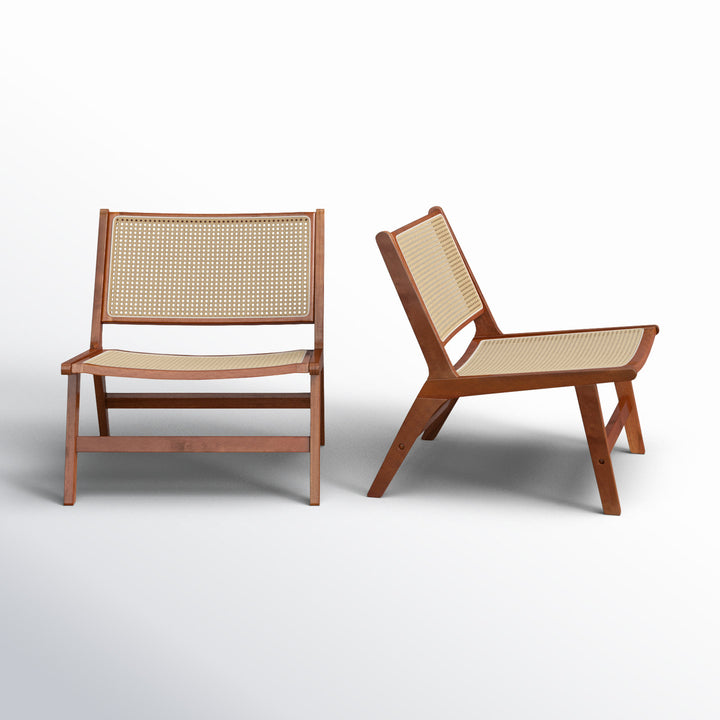Kinaya Solid Wood and Cane Weaving Arm Chair | Living Room Chair | Lounge Chair