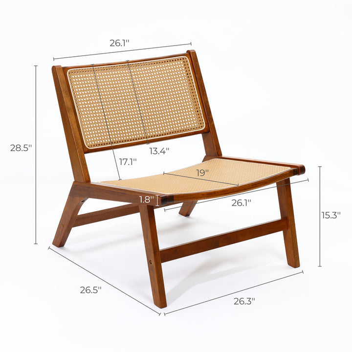 Kinaya Solid Wood and Cane Weaving Arm Chair | Living Room Chair | Lounge Chair
