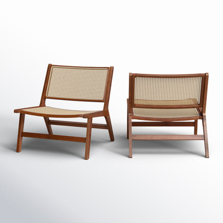Kinaya Solid Wood and Cane Weaving Arm Chair | Living Room Chair | Lounge Chair