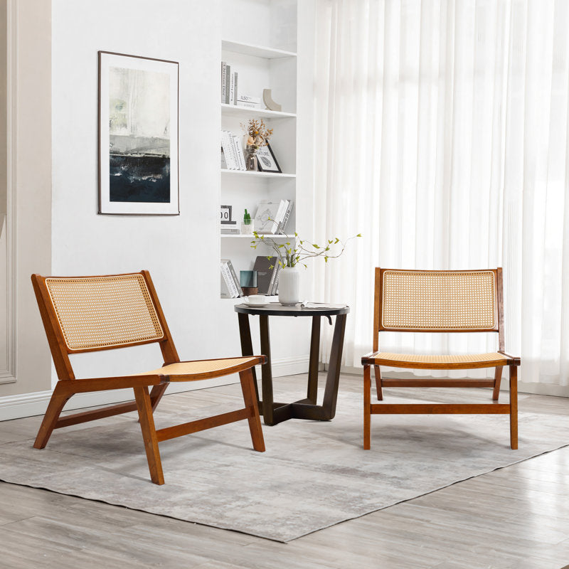 Kinaya Solid Wood and Cane Weaving Arm Chair | Living Room Chair | Lounge Chair