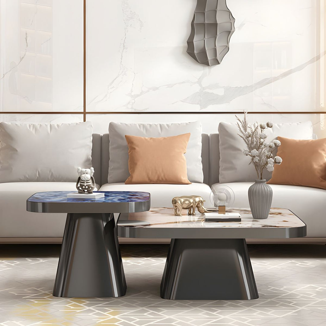 Yatin Stainless Steel Frame and Marble Top Coffee Table for Living Room