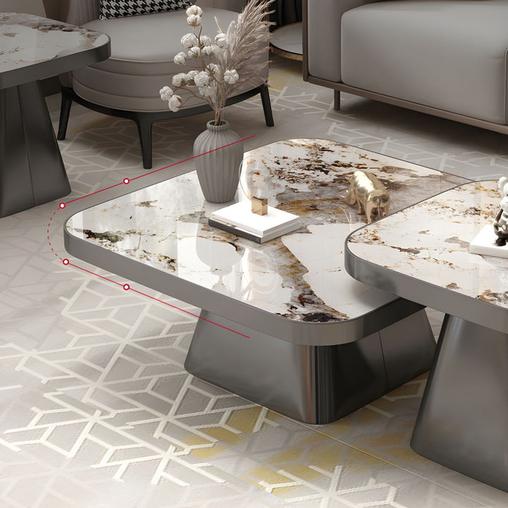 Yatin Stainless Steel Frame and Marble Top Coffee Table for Living Room