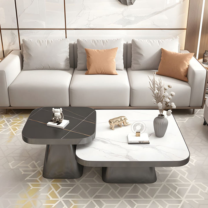 Yatin Stainless Steel Frame and Marble Top Coffee Table for Living Room