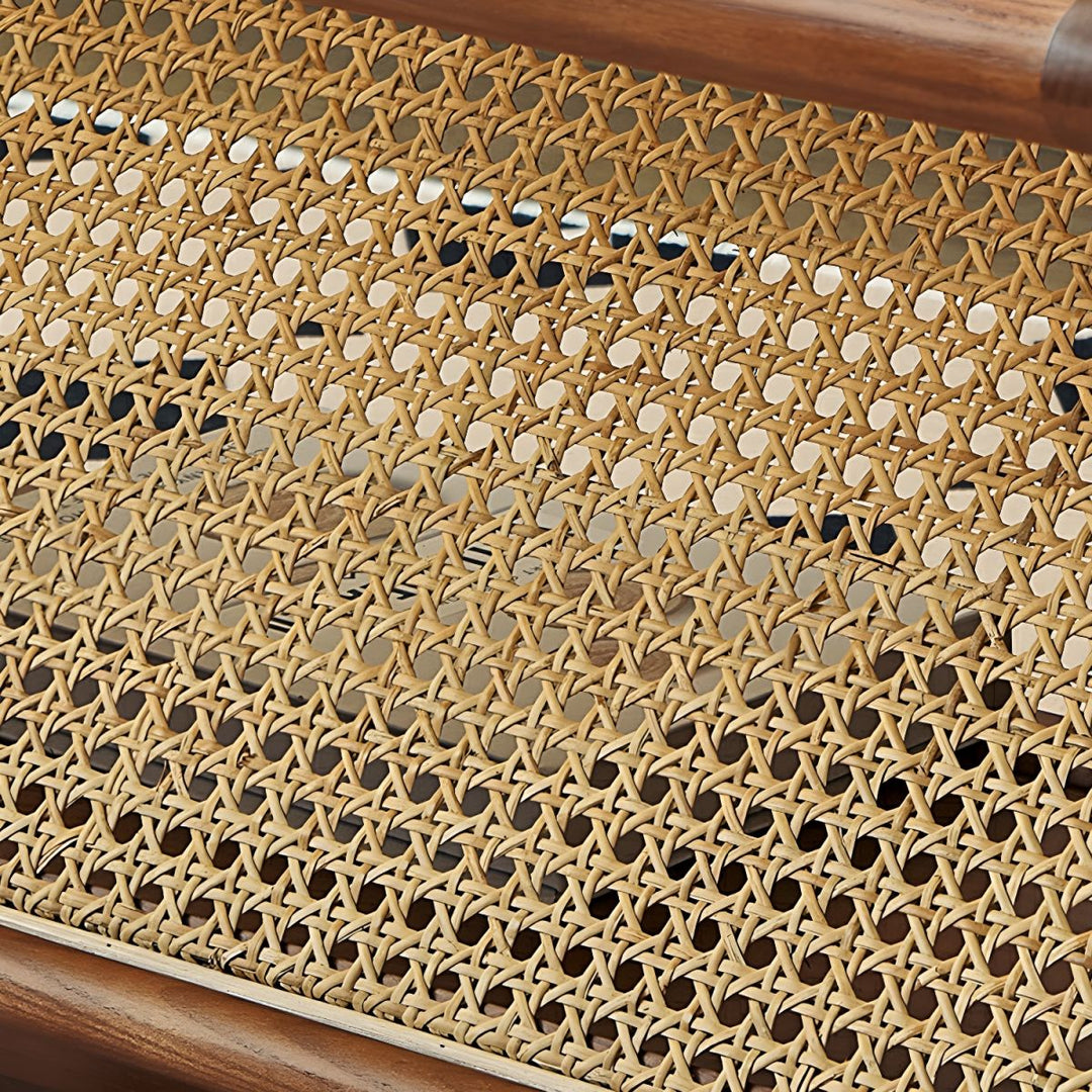 Zehaan Solid Wood Coffee Table for Living Room | With Glass Top and Cane Weaving Work