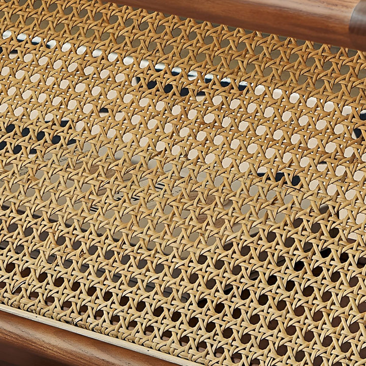 Zehaan Solid Wood Coffee Table for Living Room | With Glass Top and Cane Weaving Work