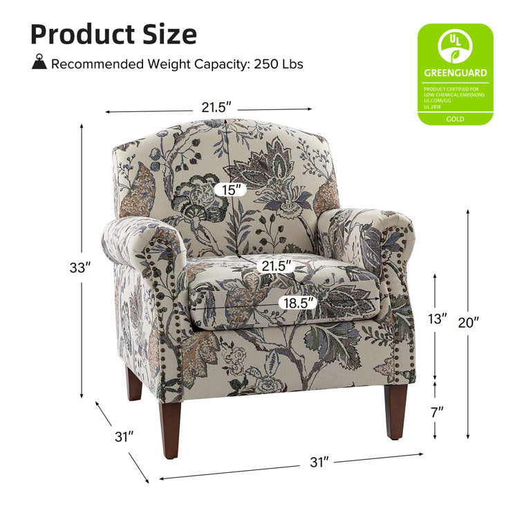 Mehulika Solid Wood and Fabric Arm Chair | Living Room Chair | Lounge Chair