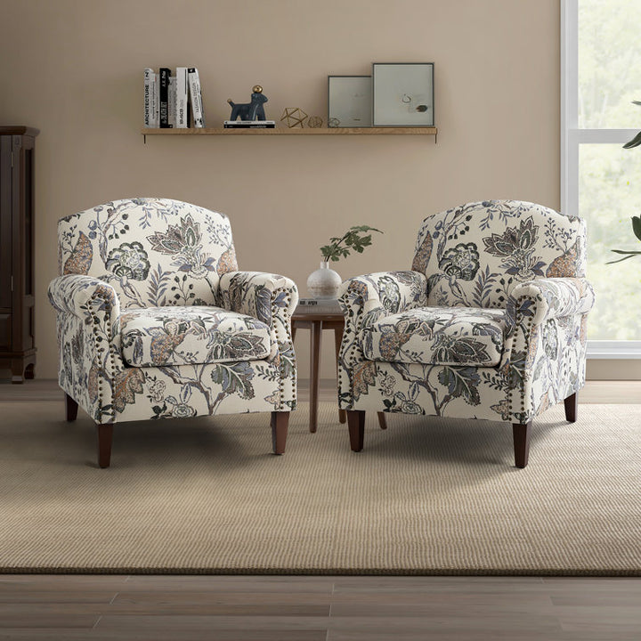 Mehulika Solid Wood and Fabric Arm Chair | Living Room Chair | Lounge Chair