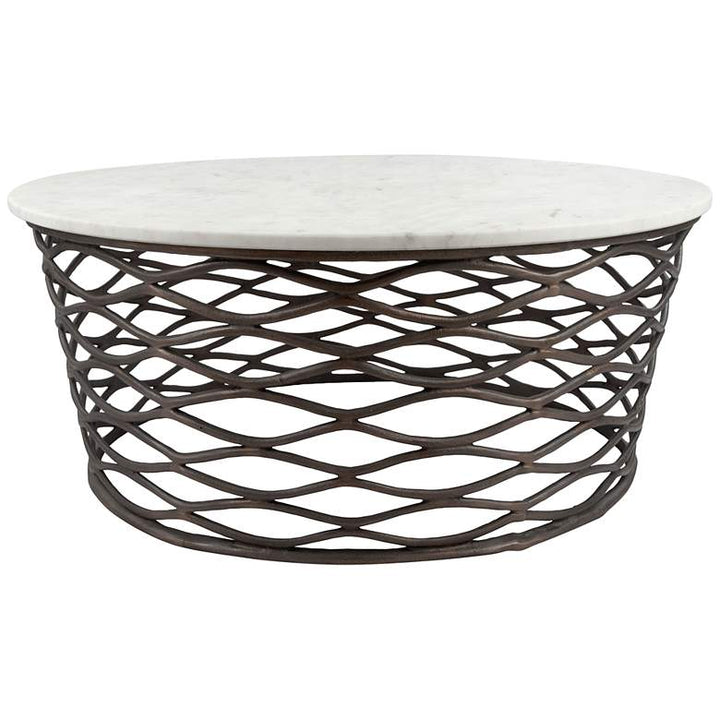Zara Metal Black Coffee Table With Marble Top For Living Room