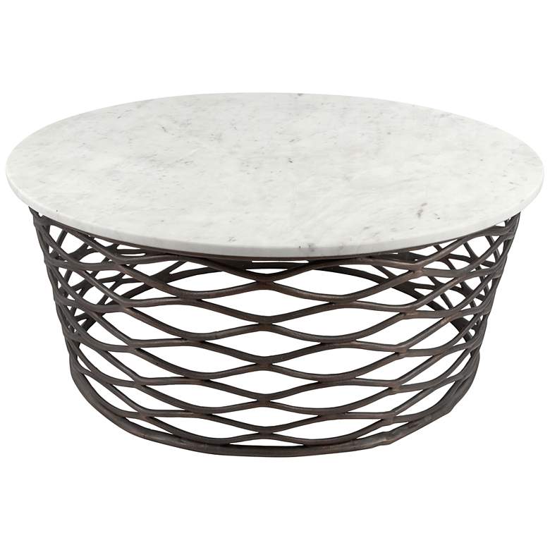 Zara Metal Black Coffee Table With Marble Top For Living Room
