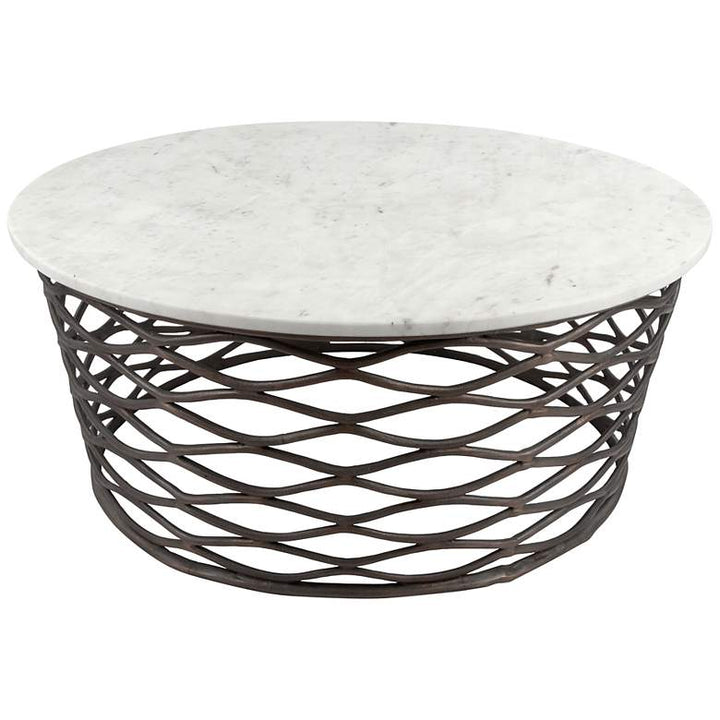 Zara Metal Black Coffee Table With Marble Top For Living Room