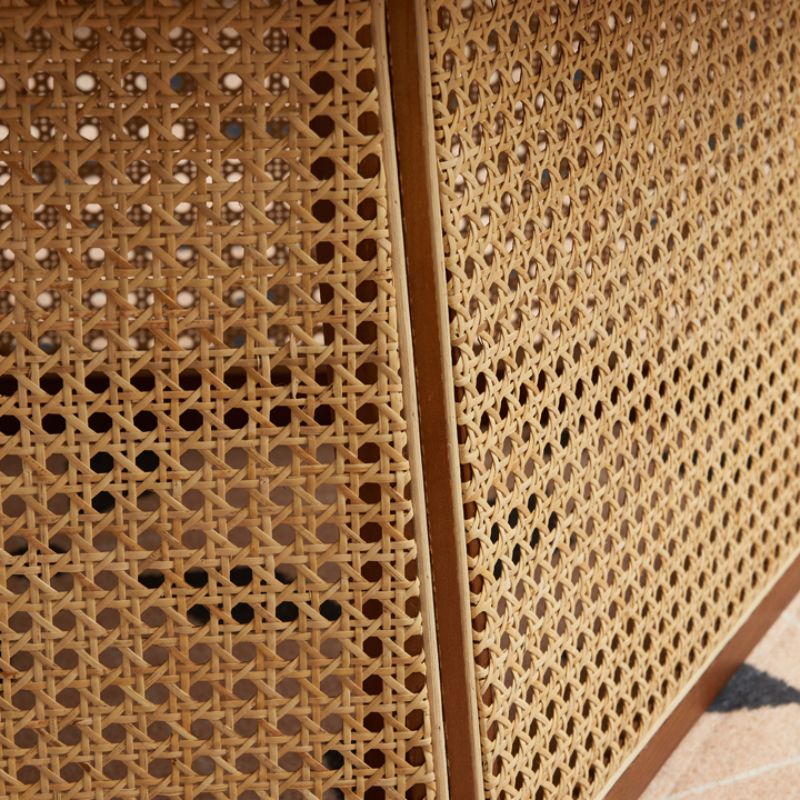 Aurora Solid Wood Coffee Table for Living Room | Cane Weaving Work - Single Big Table Only