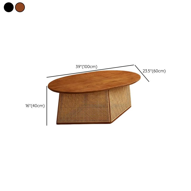 Aurora Solid Wood Coffee Table for Living Room | Cane Weaving Work - Single Big Table Only
