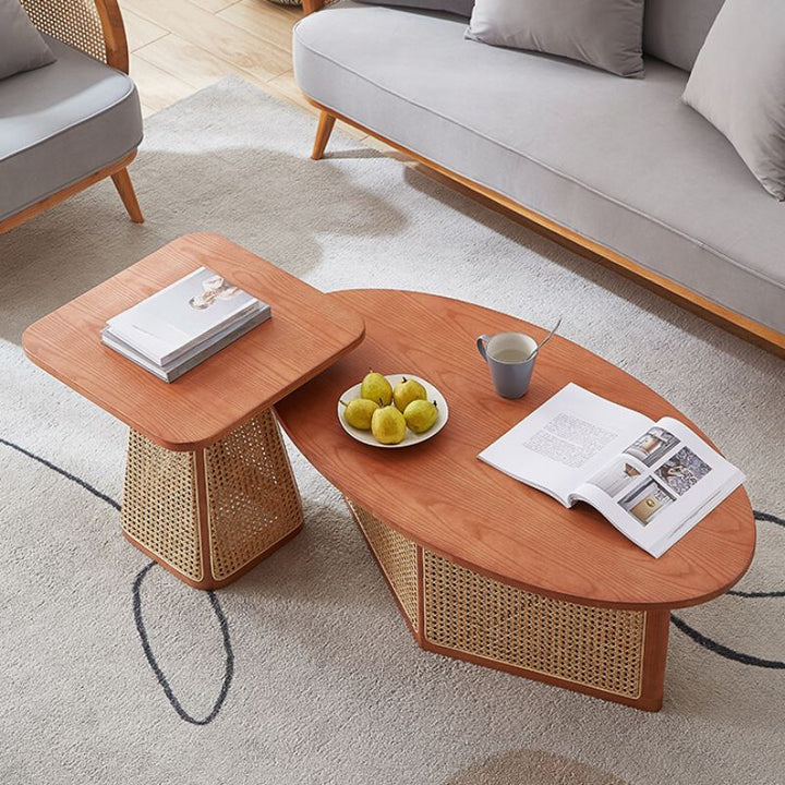 Aurora Solid Wood Coffee Table for Living Room | Set of 2