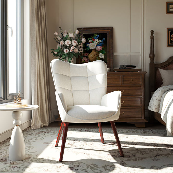 Shayana Solid Wood and Fabric Arm Chair | Living Room Chair | Lounge Chair