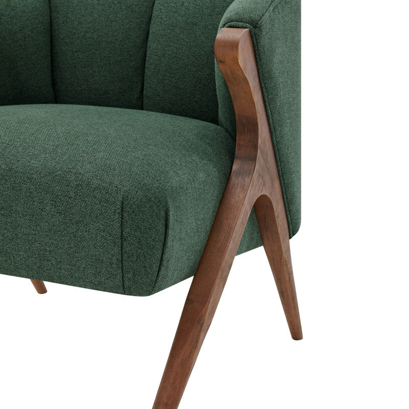 Bhavya Solid Wood and Fabric Arm Chair | Living Room Chair | Lounge Chair