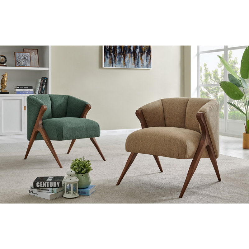 Bhavya Solid Wood and Fabric Arm Chair | Living Room Chair | Lounge Chair
