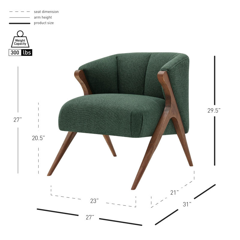 Bhavya Solid Wood and Fabric Arm Chair | Living Room Chair | Lounge Chair