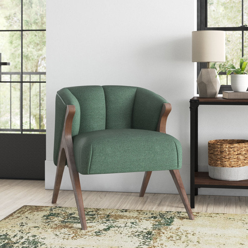 Bhavya Solid Wood and Fabric Arm Chair | Living Room Chair | Lounge Chair