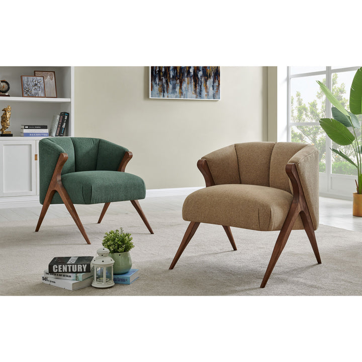 Bhavya Solid Wood and Fabric Arm Chair | Living Room Chair | Lounge Chair