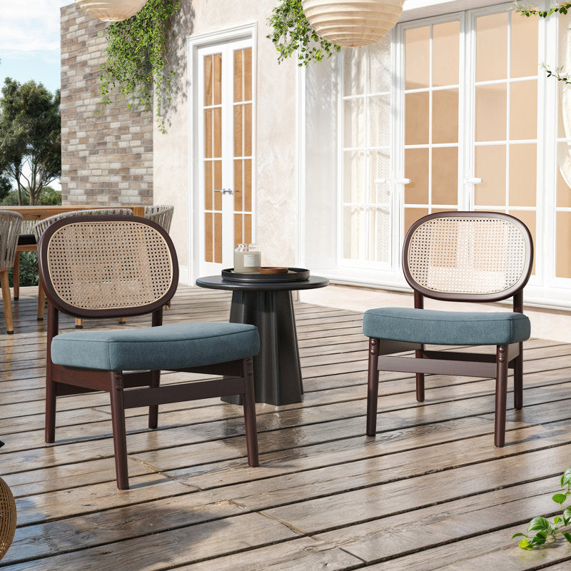 Kashika Solid Wood and Fabric Arm Chair | Living Room Chair | Lounge Chair