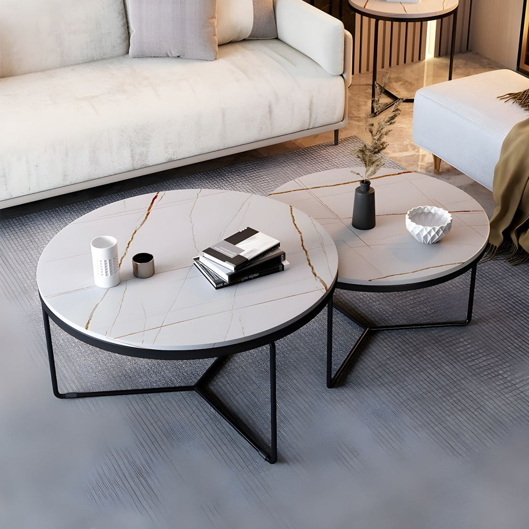 Advait Stainless Steel Coffee Table for Living Room | Set of 2 | Round Shaped