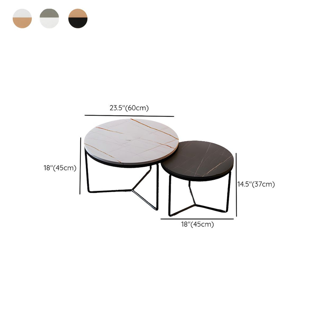 Advait Stainless Steel Coffee Table for Living Room | Set of 2 | Round Shaped