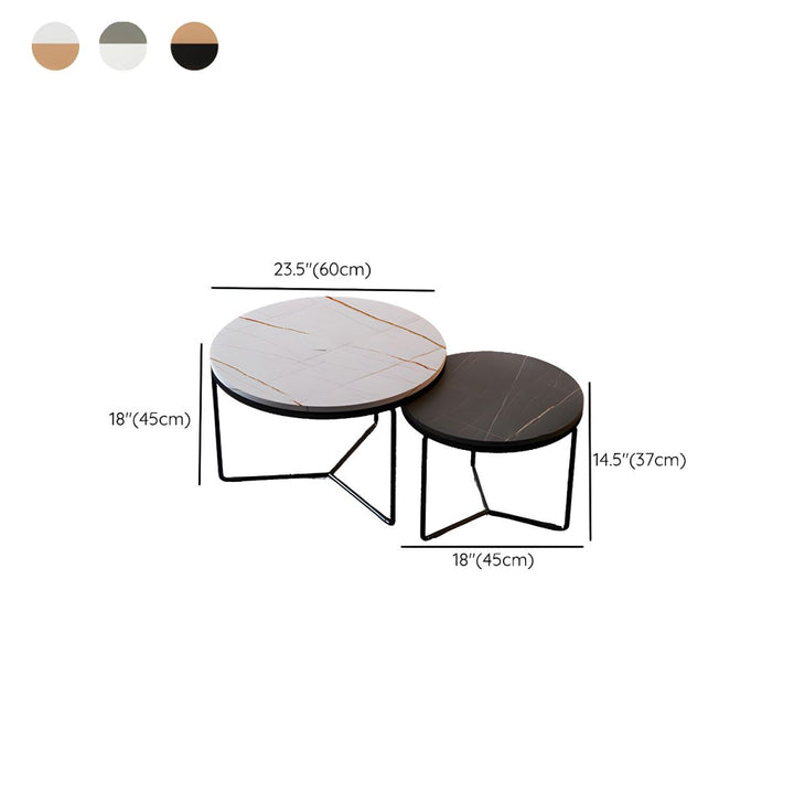 Advait Stainless Steel Coffee Table for Living Room | Set of 2 | Round Shaped