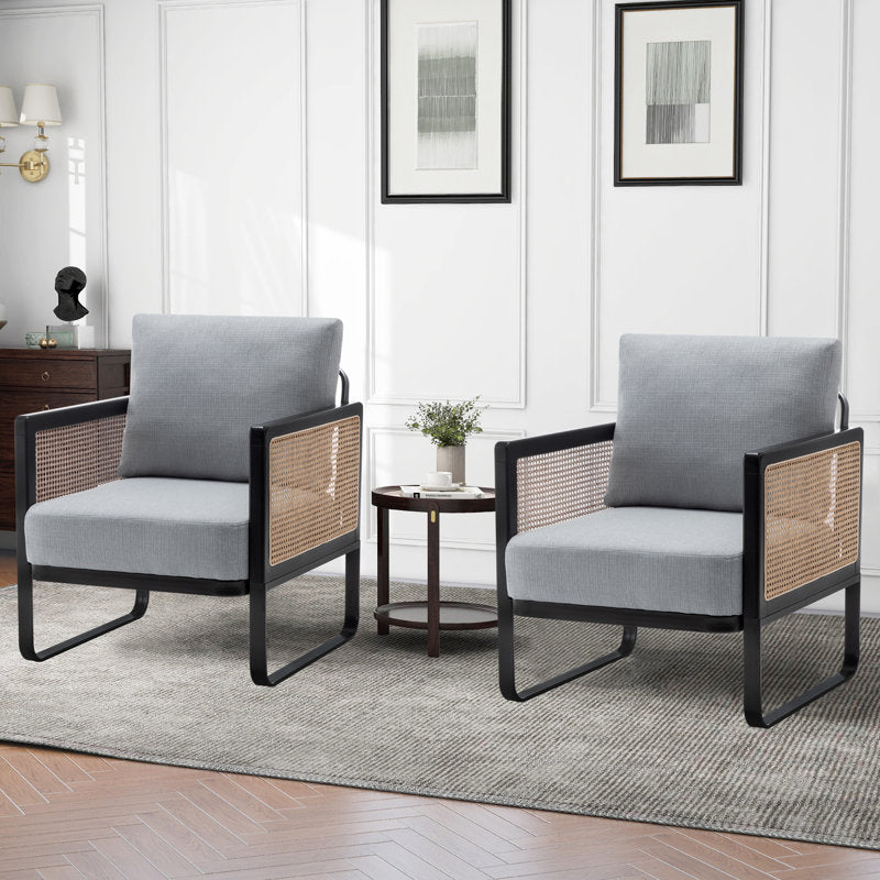 Anoushka Solid Wood and Fabric Arm Chair | Living Room Chair | Lounge Chair