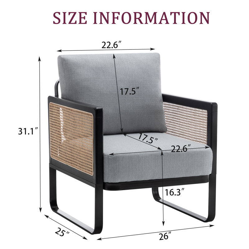 Anoushka Solid Wood and Fabric Arm Chair | Living Room Chair | Lounge Chair