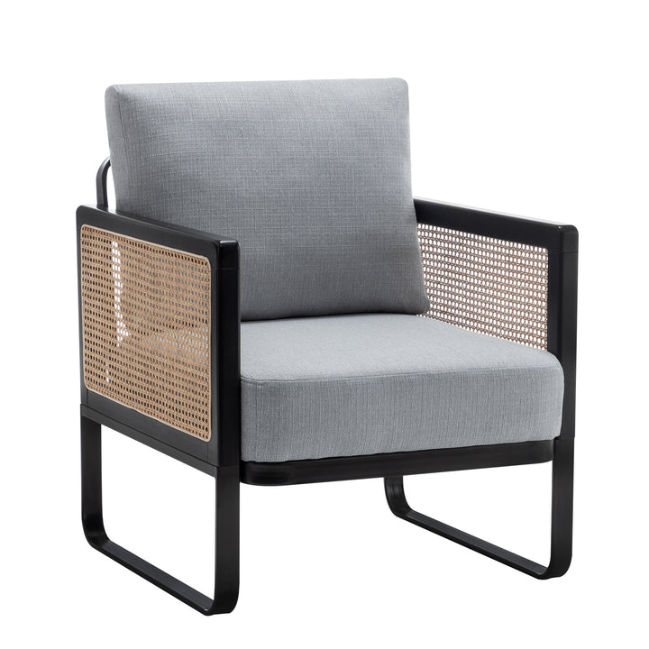 Anoushka Solid Wood and Fabric Arm Chair | Living Room Chair | Lounge Chair