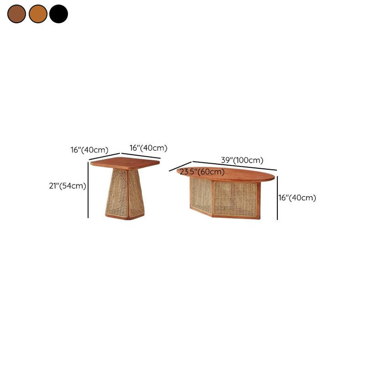 Aurora Solid Wood Coffee Table for Living Room | Set of 2