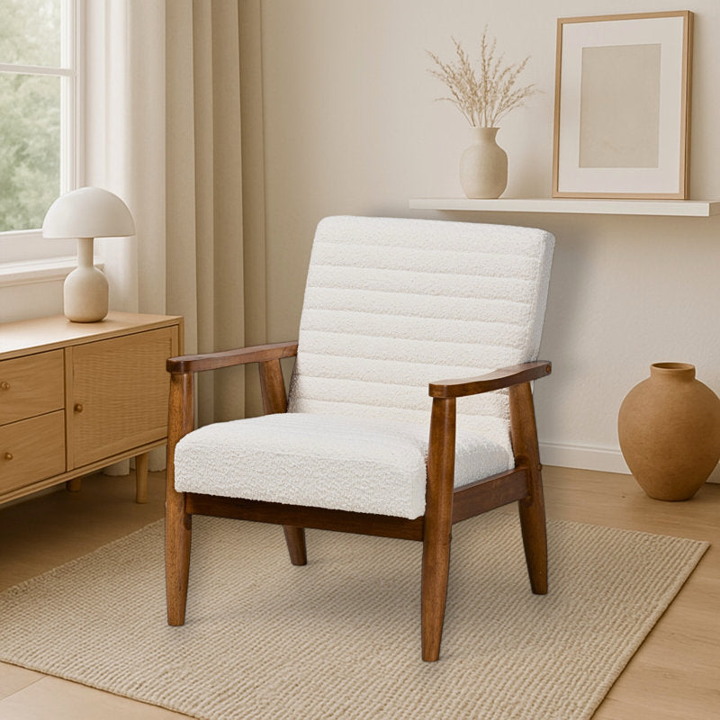 Aaravi Solid Wood and Fabric Arm Chair | Living Room Chair | Lounge Chair