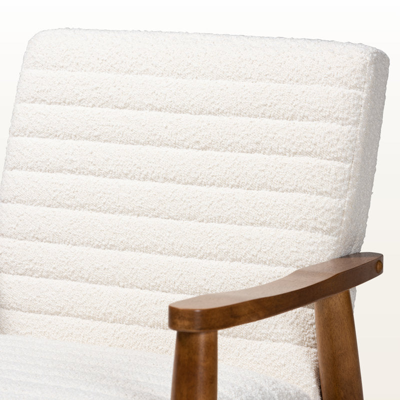 Aaravi Solid Wood and Fabric Arm Chair | Living Room Chair | Lounge Chair