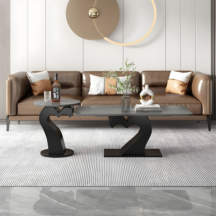 Kabir Stainless Steel Coffee Table Set | Heart Shape Coffee Table