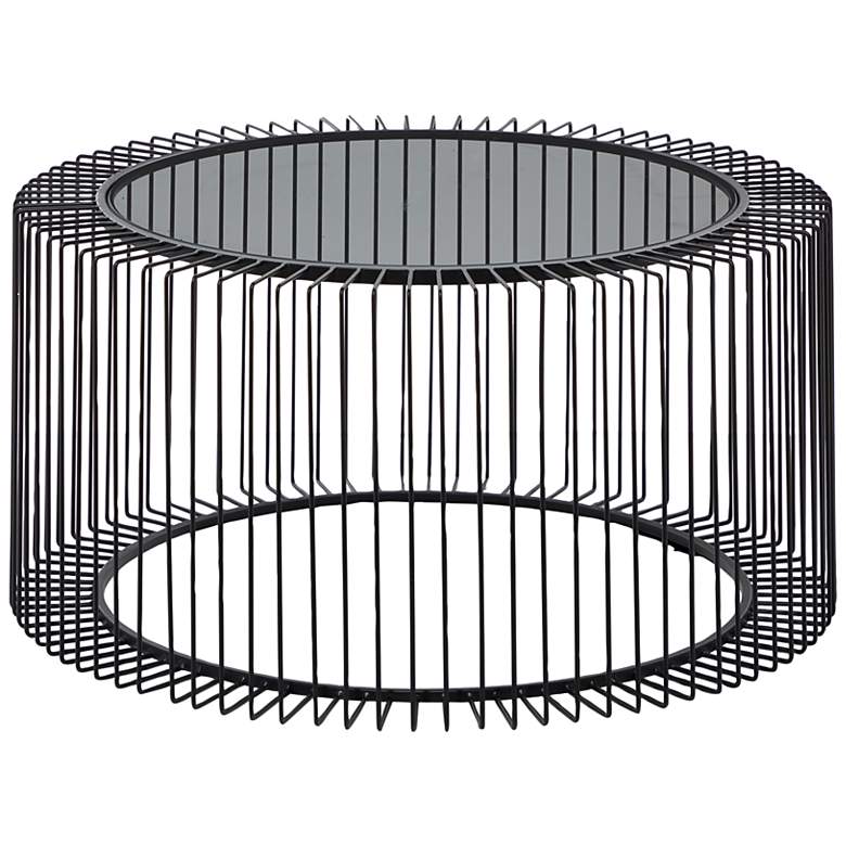 Meera Black Metal Coffee Table With Glass Top For Living Room