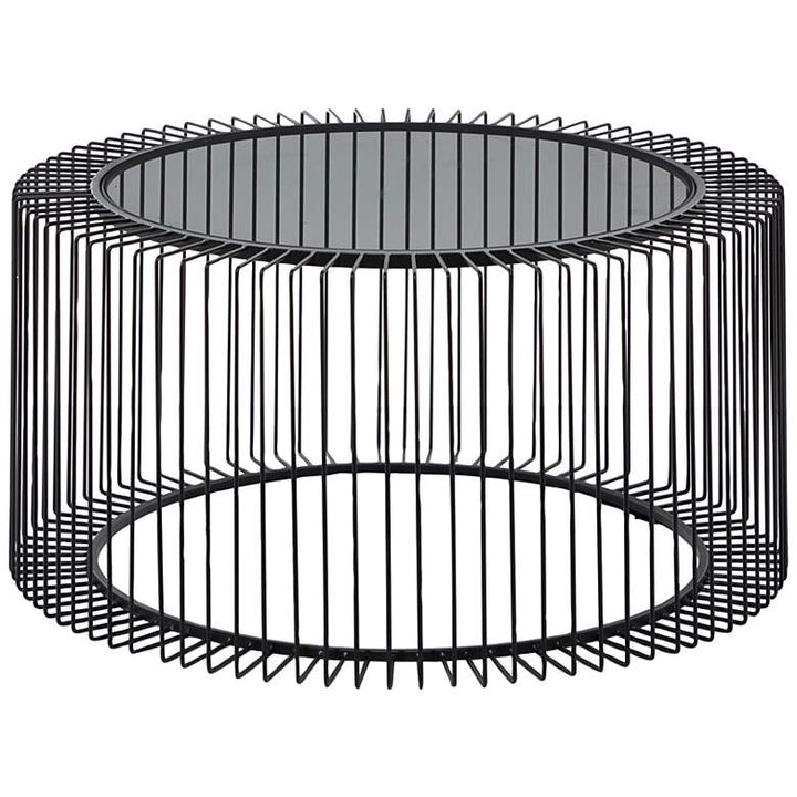 Meera Black Metal Coffee Table With Glass Top For Living Room