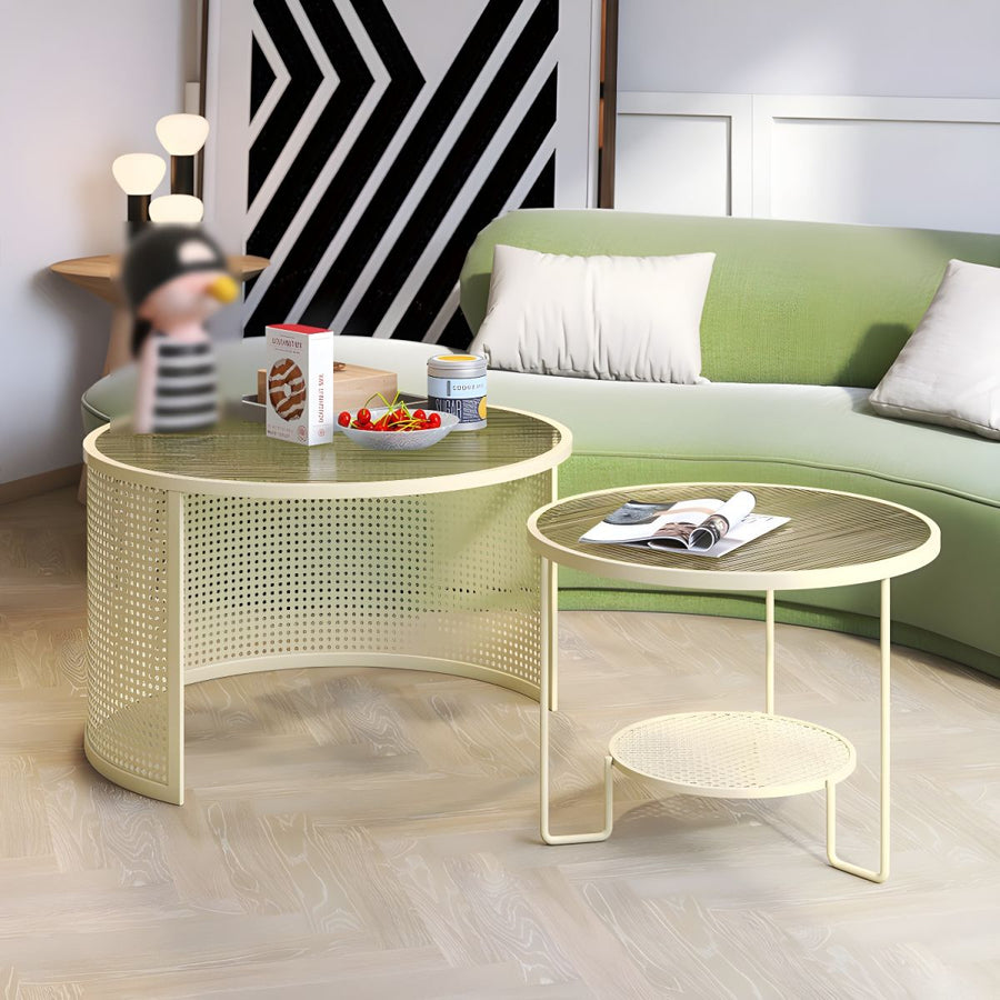 Krish Coffee Table Set for Living Room | Stainless Steel Frame and Fluted Glass Top