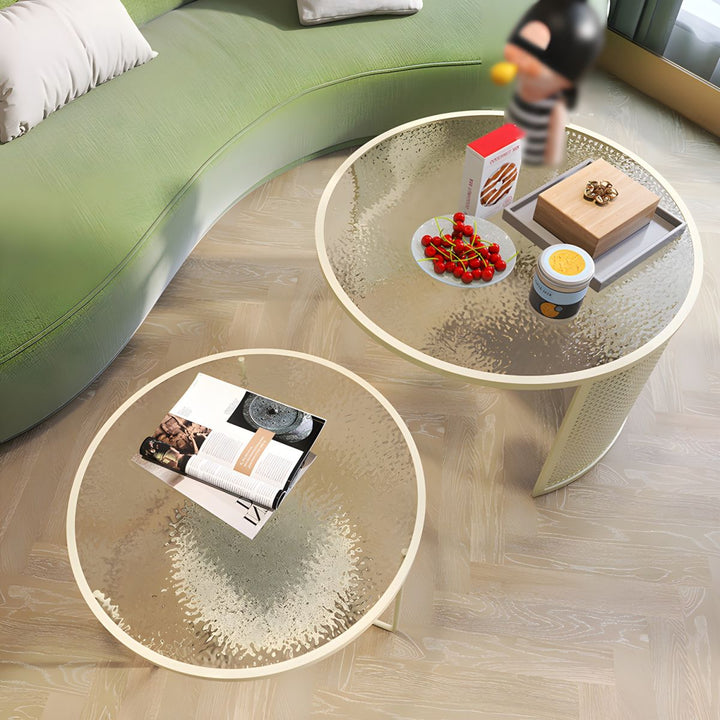 Krish Coffee Table Set for Living Room | Stainless Steel Frame and Fluted Glass Top