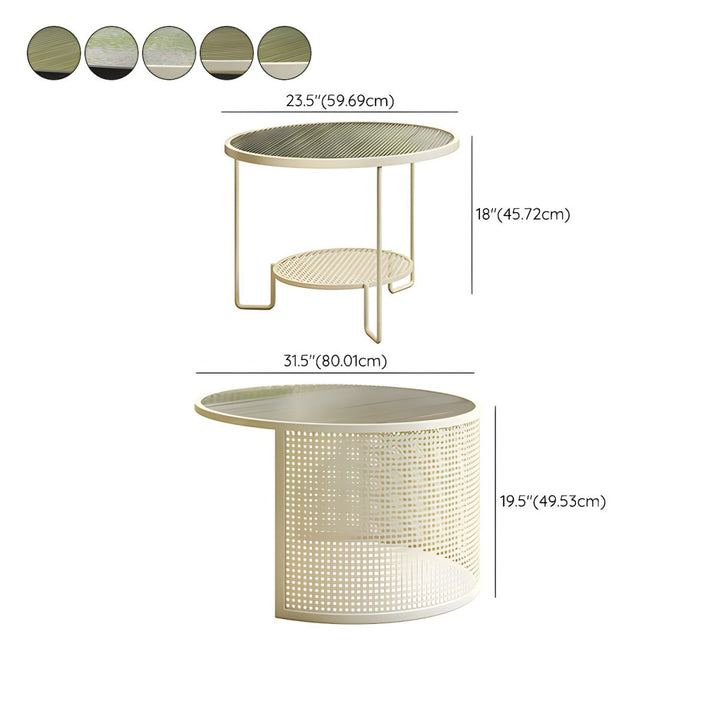 Krish Coffee Table Set for Living Room | Stainless Steel Frame and Fluted Glass Top