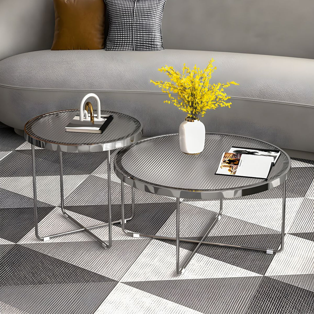 Laksh Stainless Steel Coffee Table For Living Room | Silver Frame