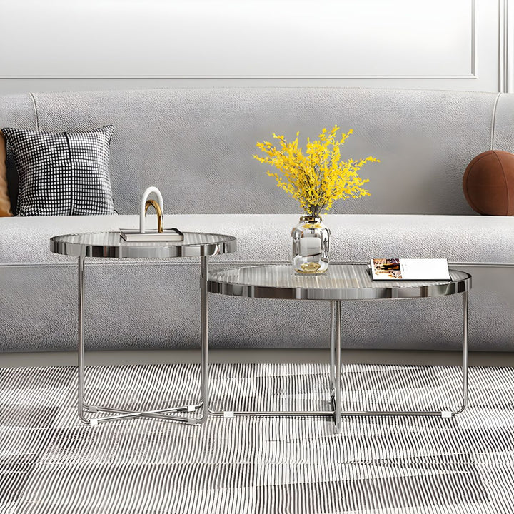 Laksh Stainless Steel Coffee Table For Living Room | Silver Frame