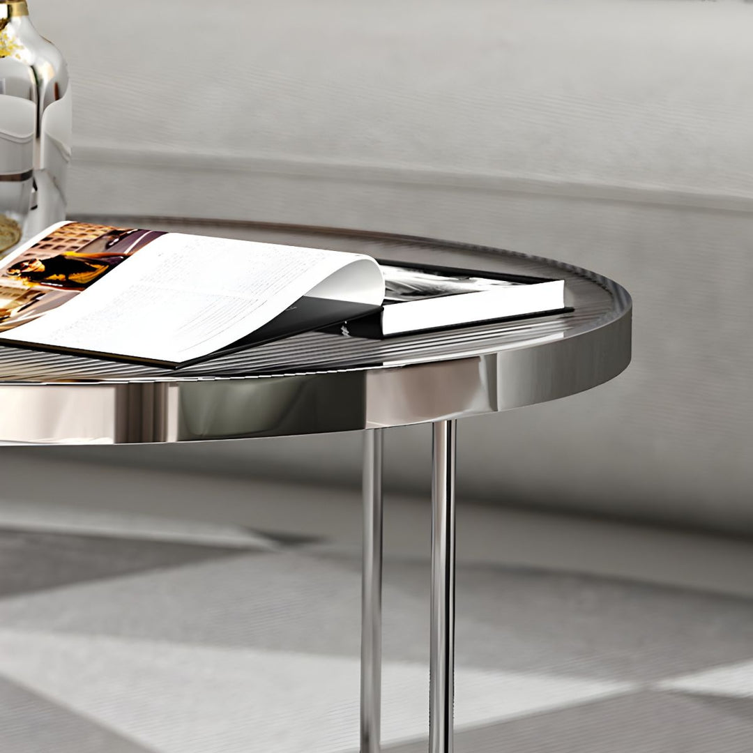 Laksh Stainless Steel Coffee Table For Living Room | Silver Frame