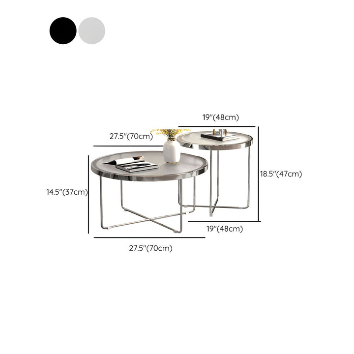 Laksh Stainless Steel Coffee Table For Living Room | Silver Frame