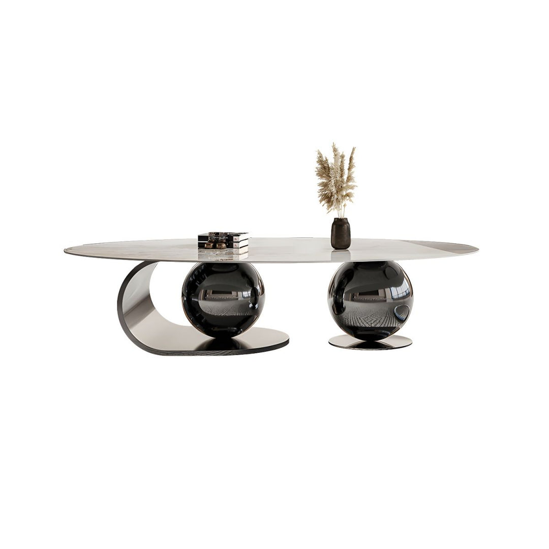 Vidhi Marble Top Stainless Steel 2 Bool Coffee Table and Side Table Set in PVD Coated