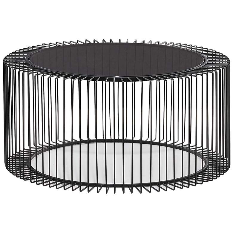 Meera Black Metal Coffee Table With Glass Top For Living Room