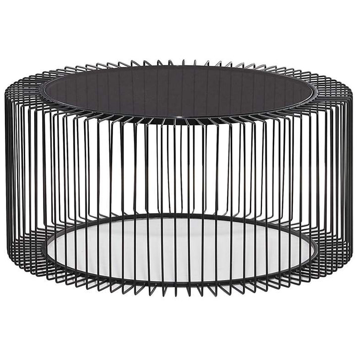 Meera Black Metal Coffee Table With Glass Top For Living Room
