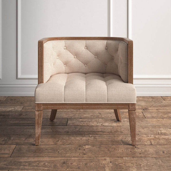 Ishira Solid Wood and Fabric Arm Chair | Living Room Chair | Lounge Chair