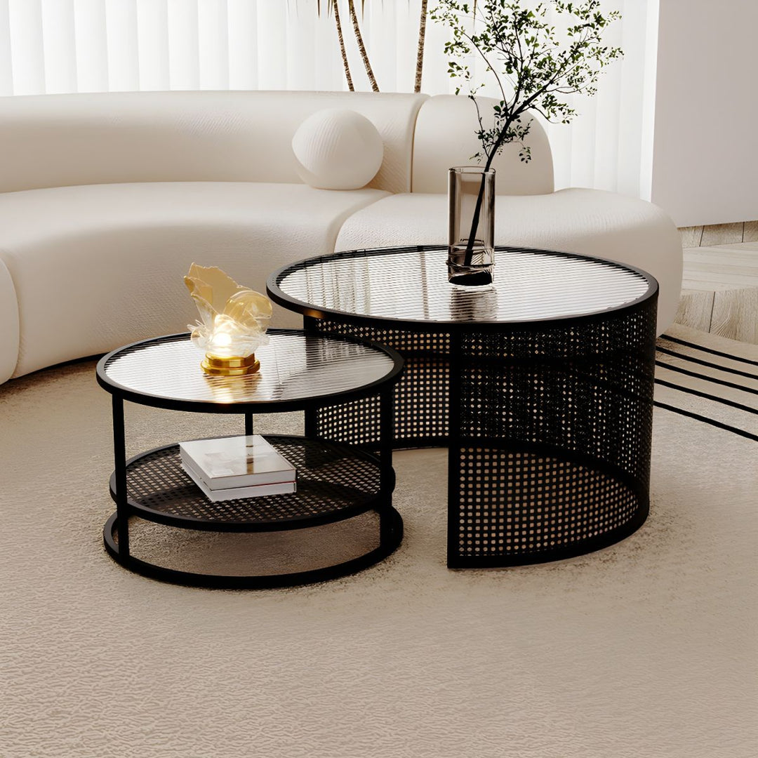 Mihir Stainless Steel Frame Coffee Table for Living Room | Fluted Glass Top